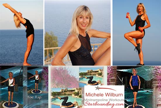 Rebounding exercise workouts with Michele Wilburn on quality mini trampolines provide resolution plans for transformation